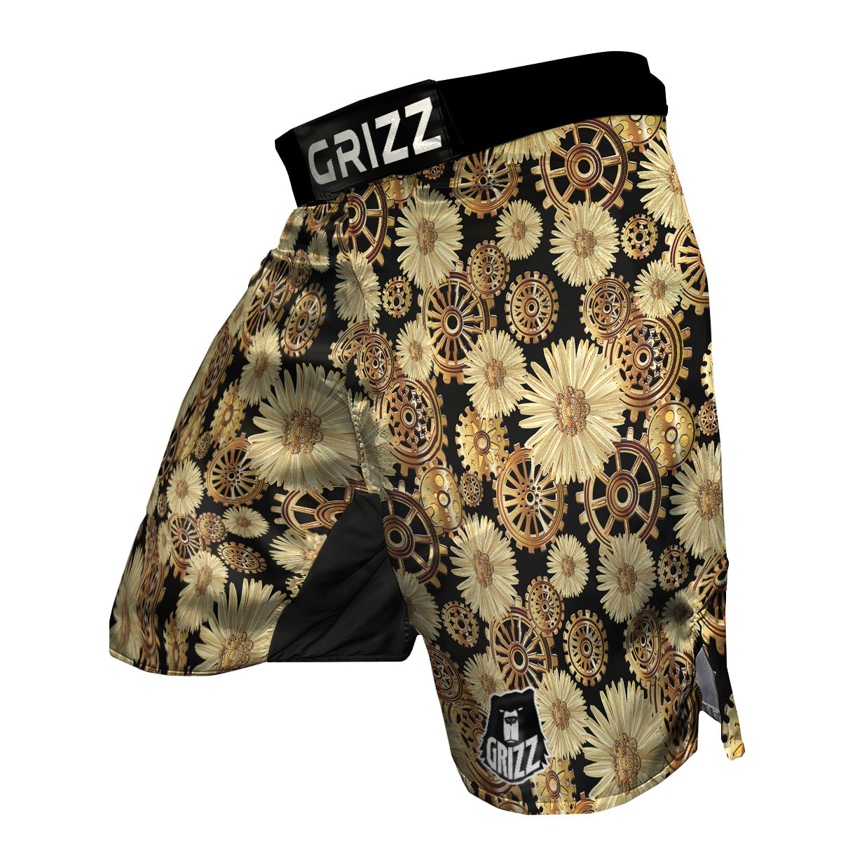 Steampunk Floral Pattern Print MMA Shorts-grizzshop