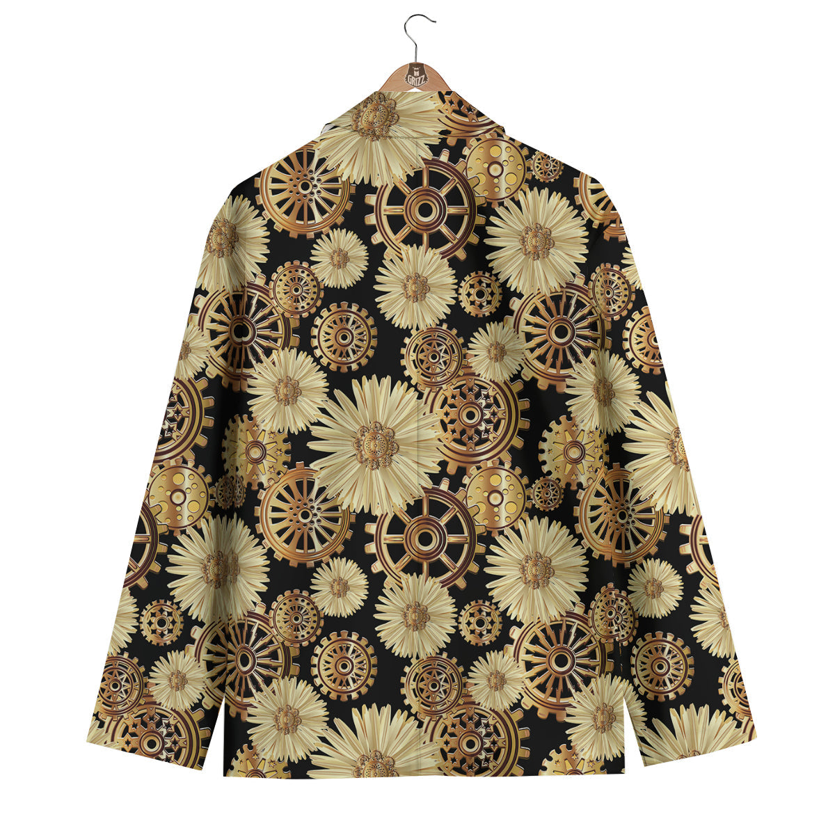 Steampunk Floral Pattern Print Men's Blazer-grizzshop