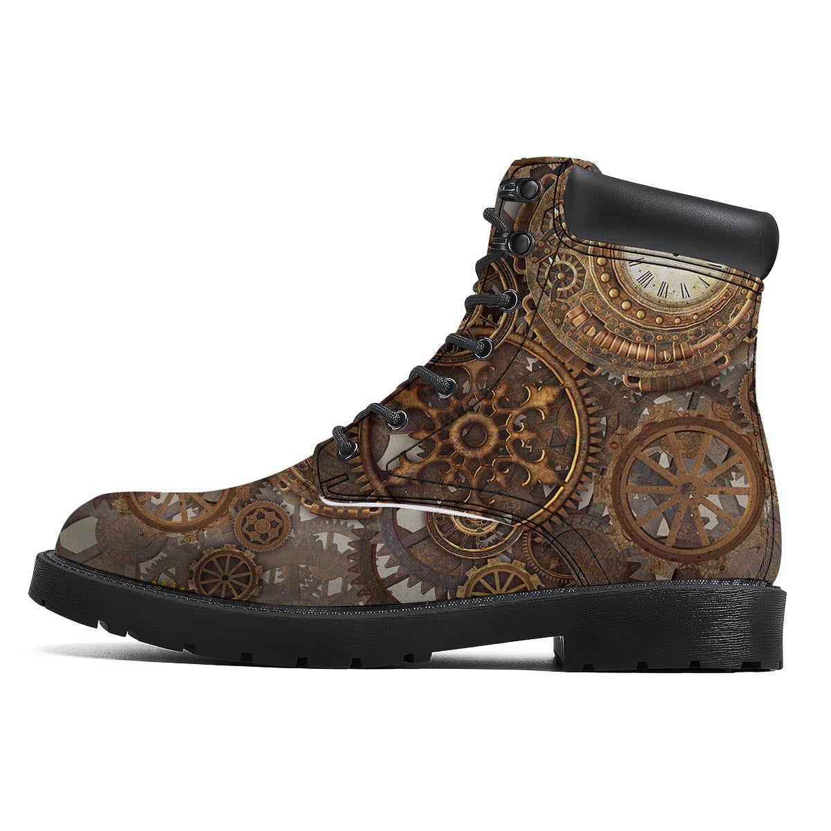 Steampunk Gears Clock Print Boots-grizzshop