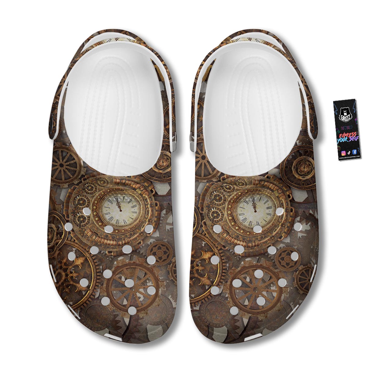 Steampunk Gears Clock Print Clog-grizzshop