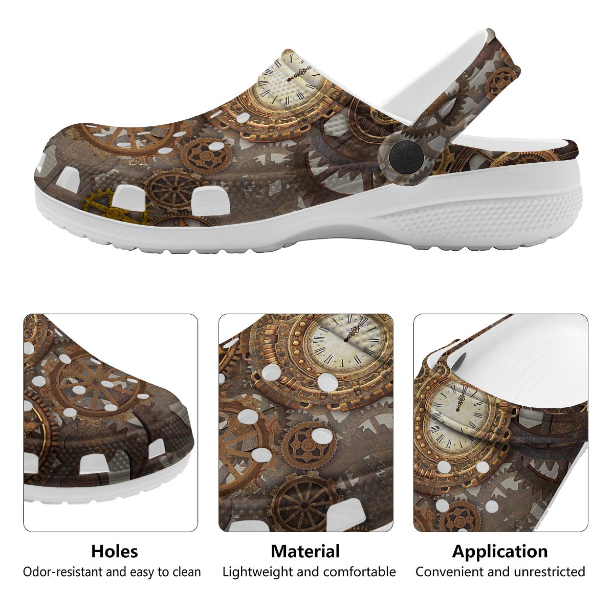 Steampunk Gears Clock Print Clog-grizzshop