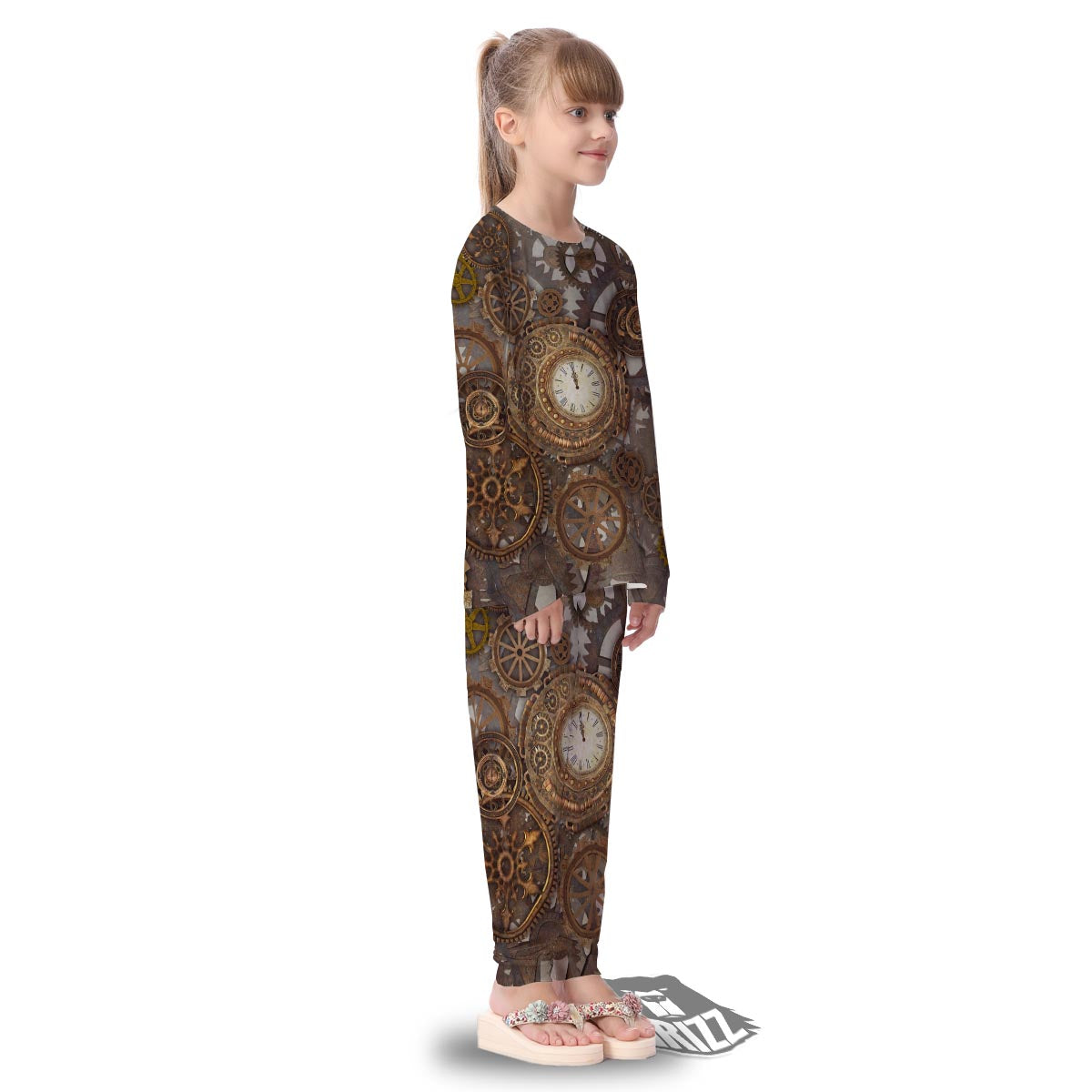 Steampunk Gears Clock Print Kid's Pajamas-grizzshop