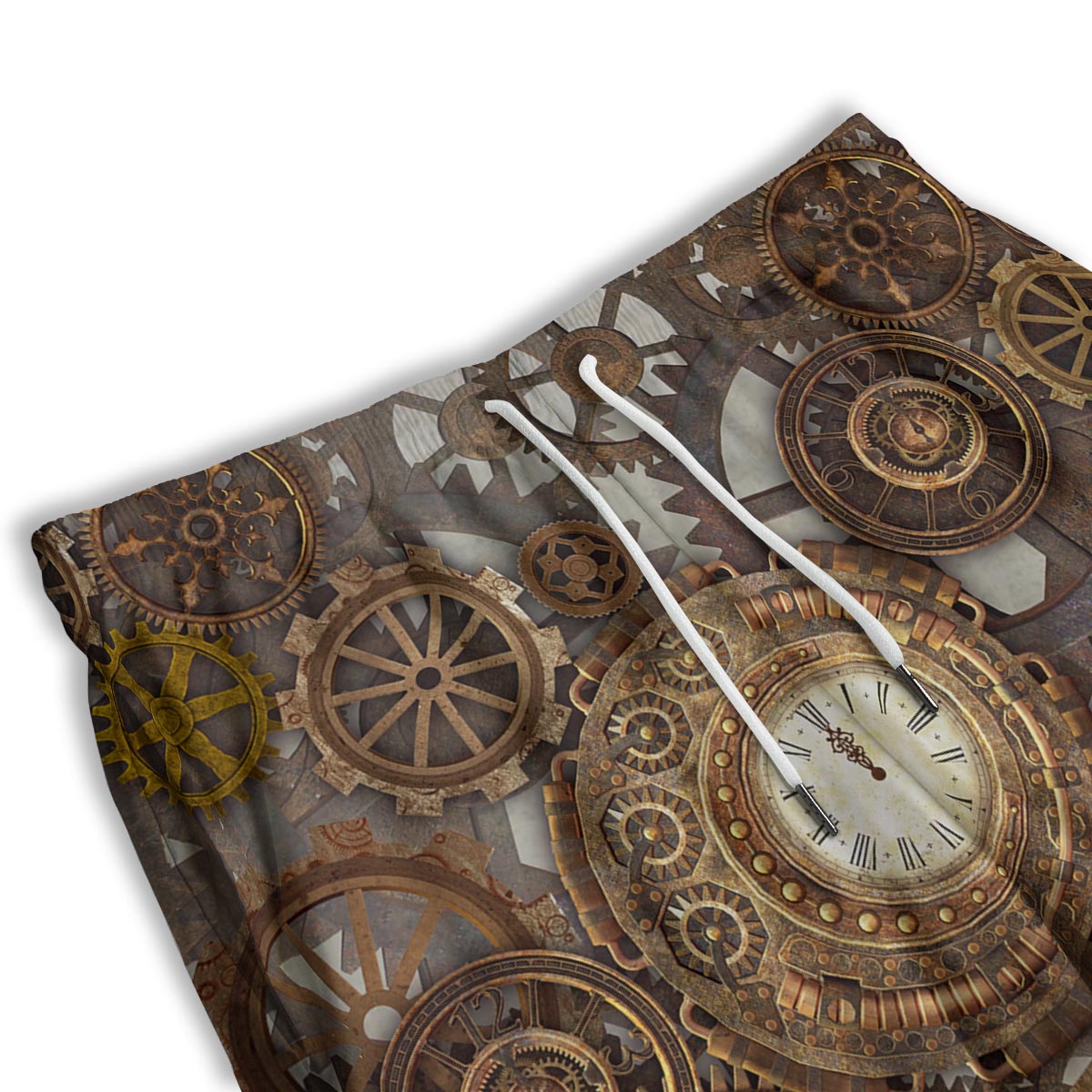 Steampunk Gears Clock Print Men's Athletic Shorts