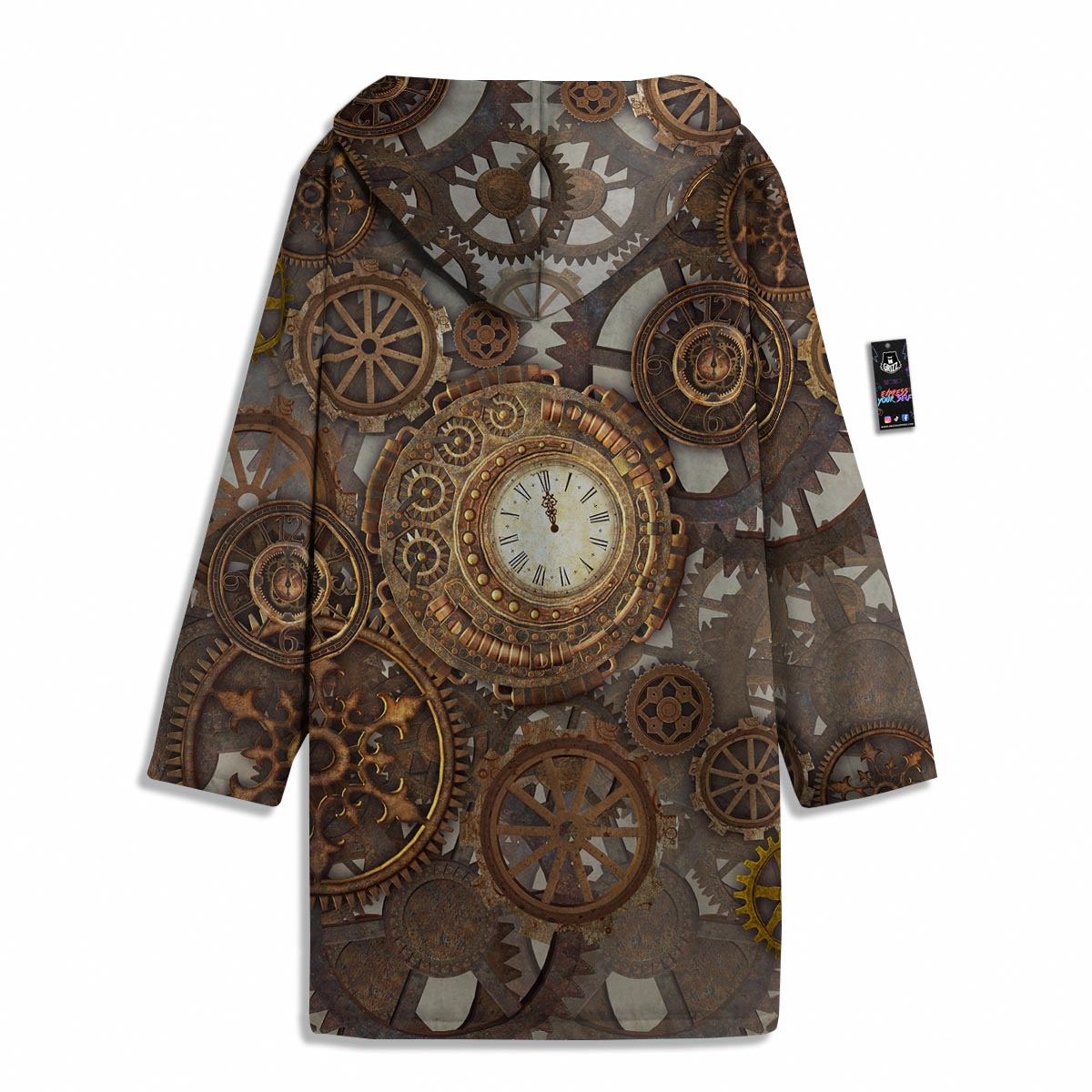 Steampunk Gears Clock Print Men's Windbreaker Jacket-grizzshop
