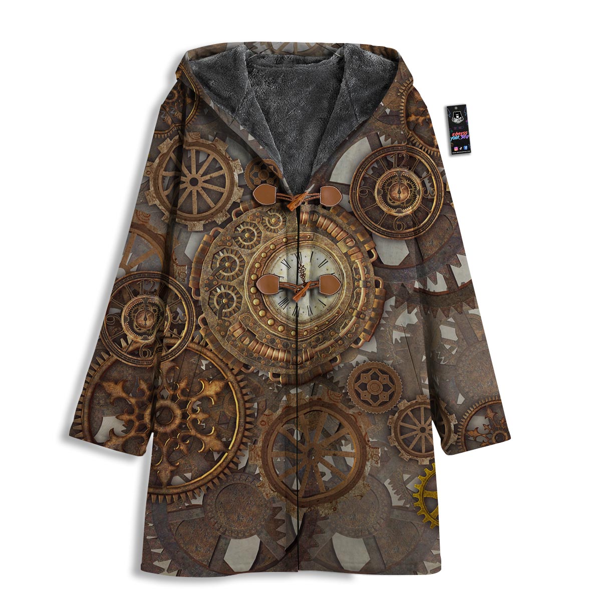 Steampunk Gears Clock Print Men's Windbreaker Jacket-grizzshop