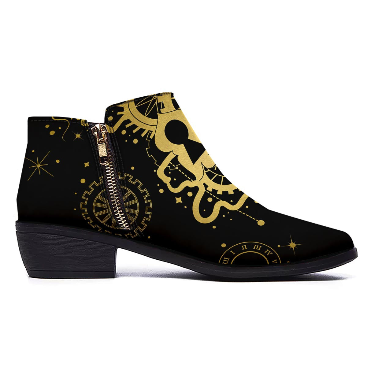 Steampunk Gears Metal Print Ankle Boots-grizzshop
