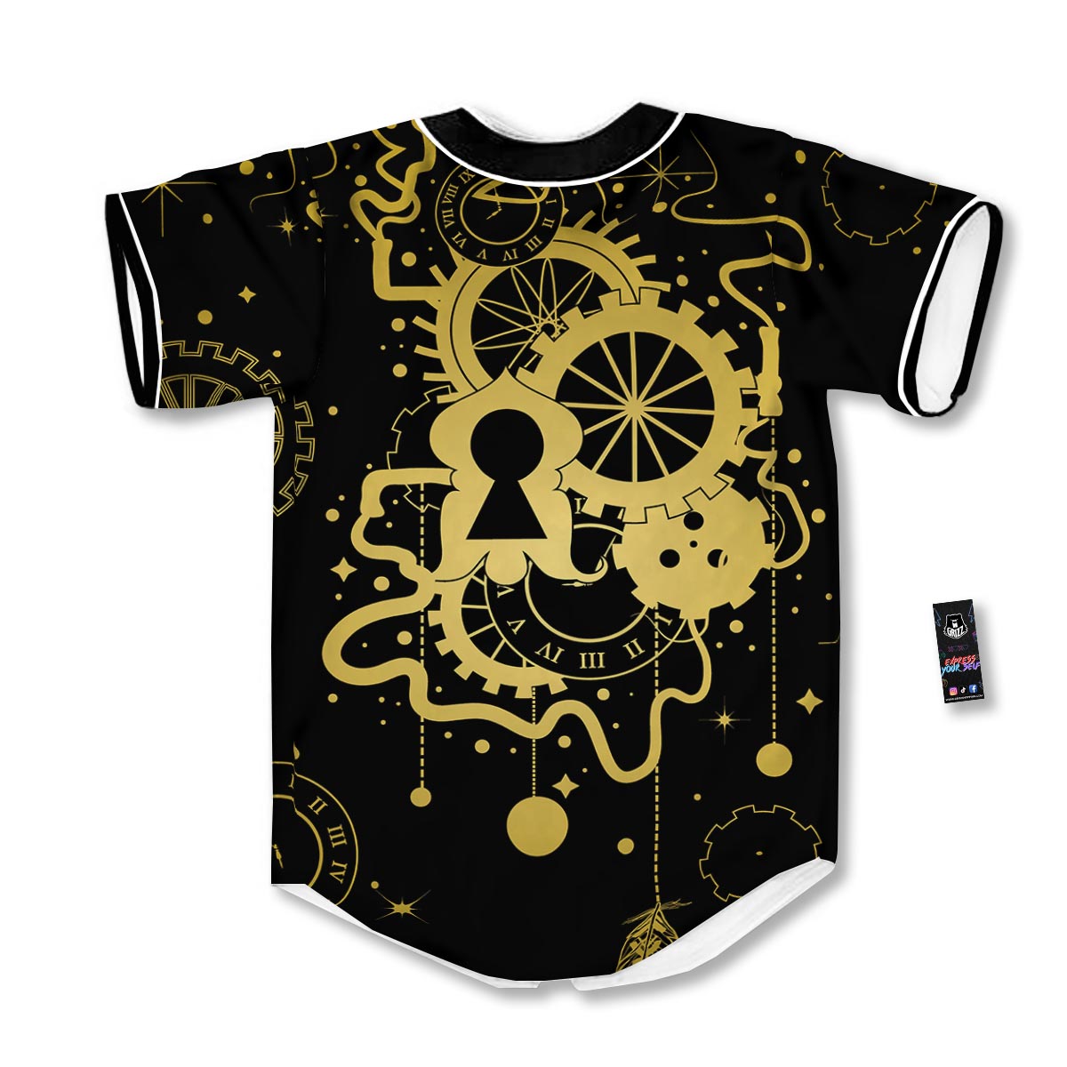 Steampunk Gears Metal Print Baseball Jersey-grizzshop