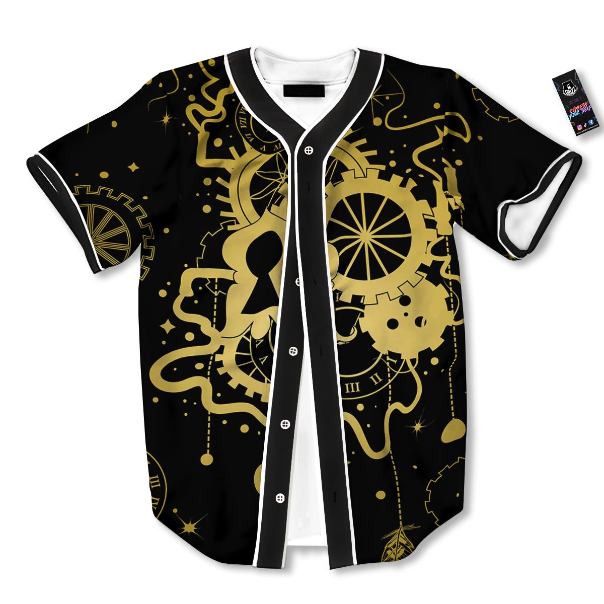 Steampunk Gears Metal Print Baseball Jersey-grizzshop