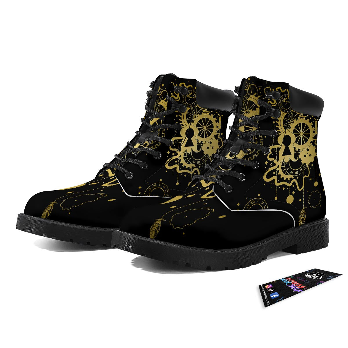 Steampunk Gears Metal Print Boots-grizzshop