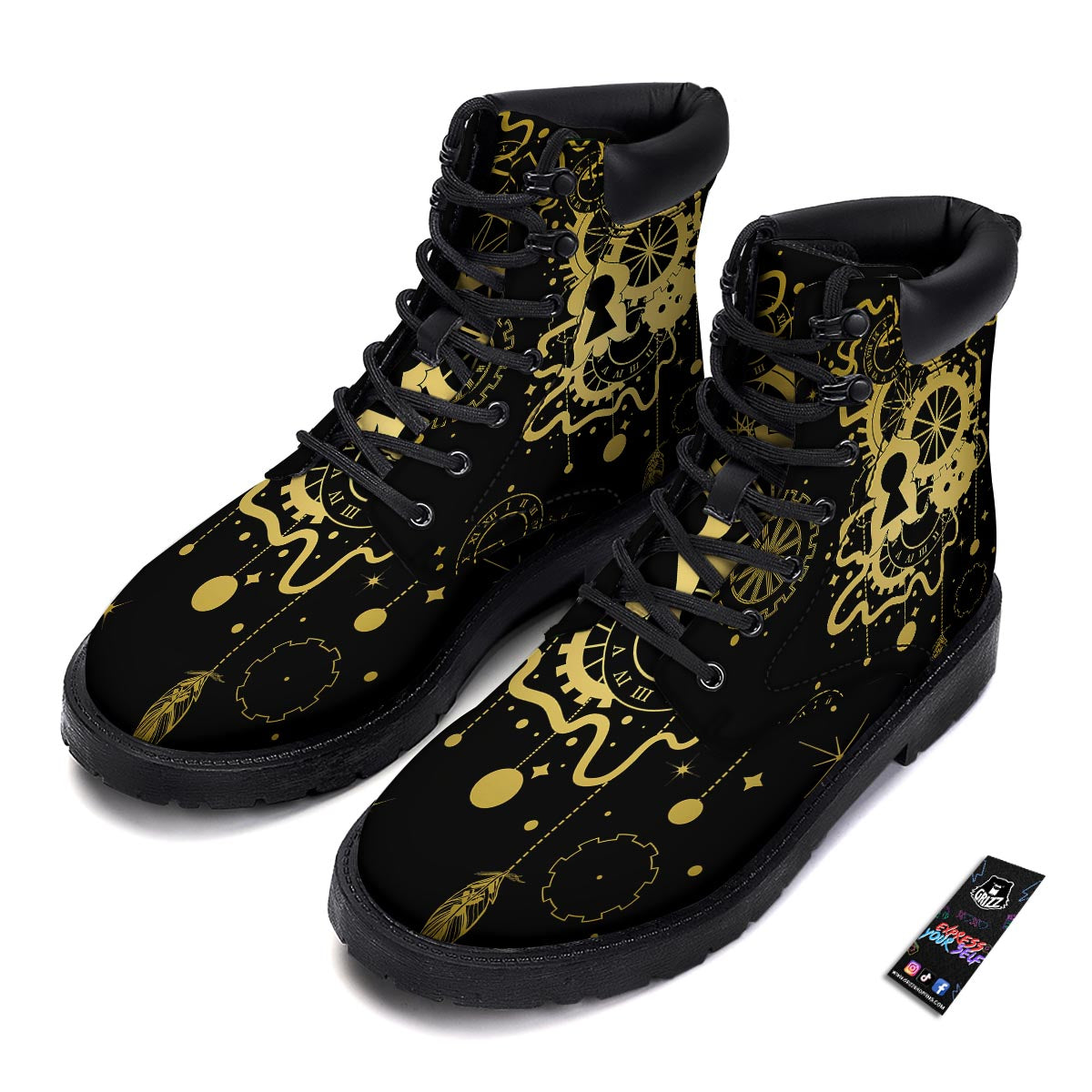 Steampunk Gears Metal Print Boots-grizzshop