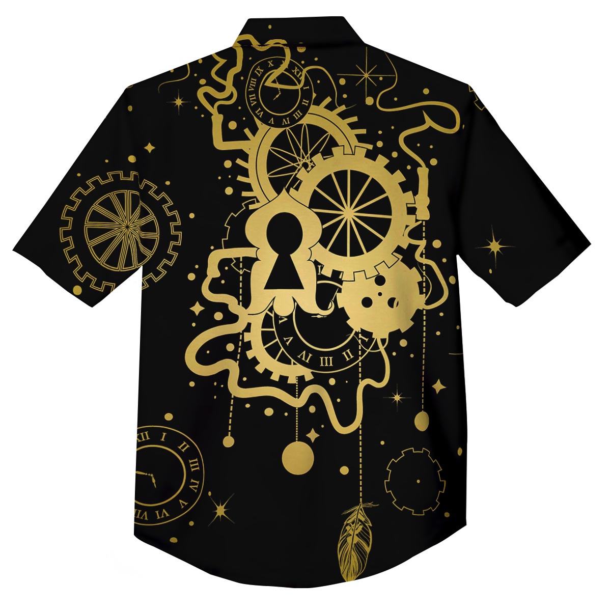Steampunk Gears Metal Print Button Up Shirt-grizzshop