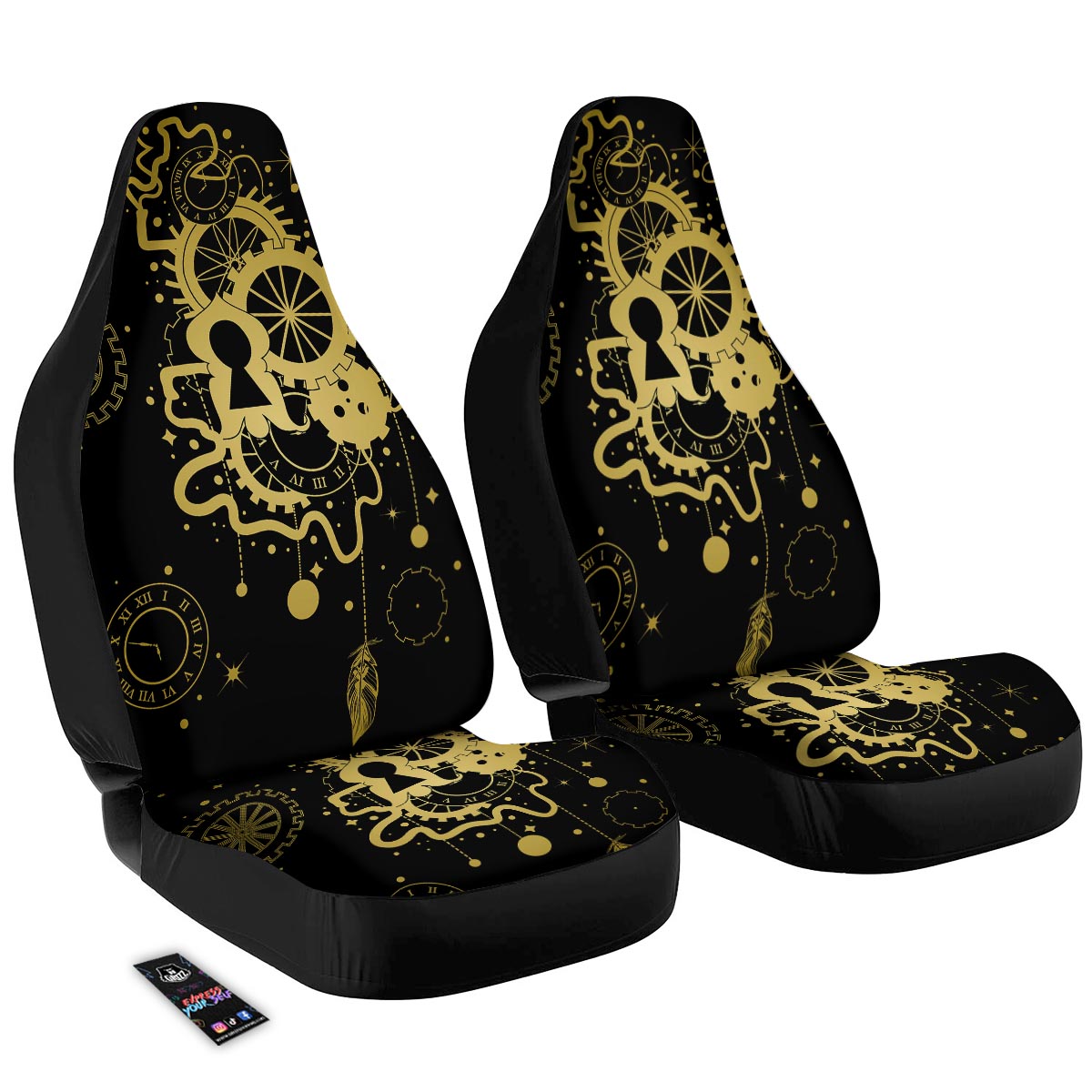 Steampunk Gears Metal Print Car Seat Covers-grizzshop
