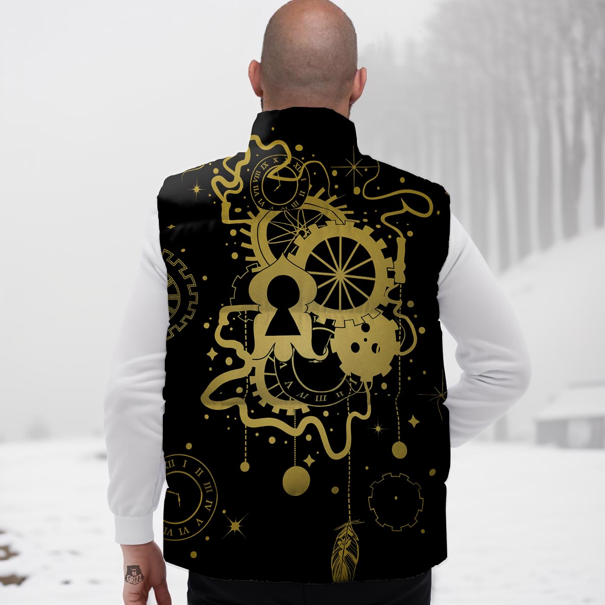 Steampunk Gears Metal Print Down Vest