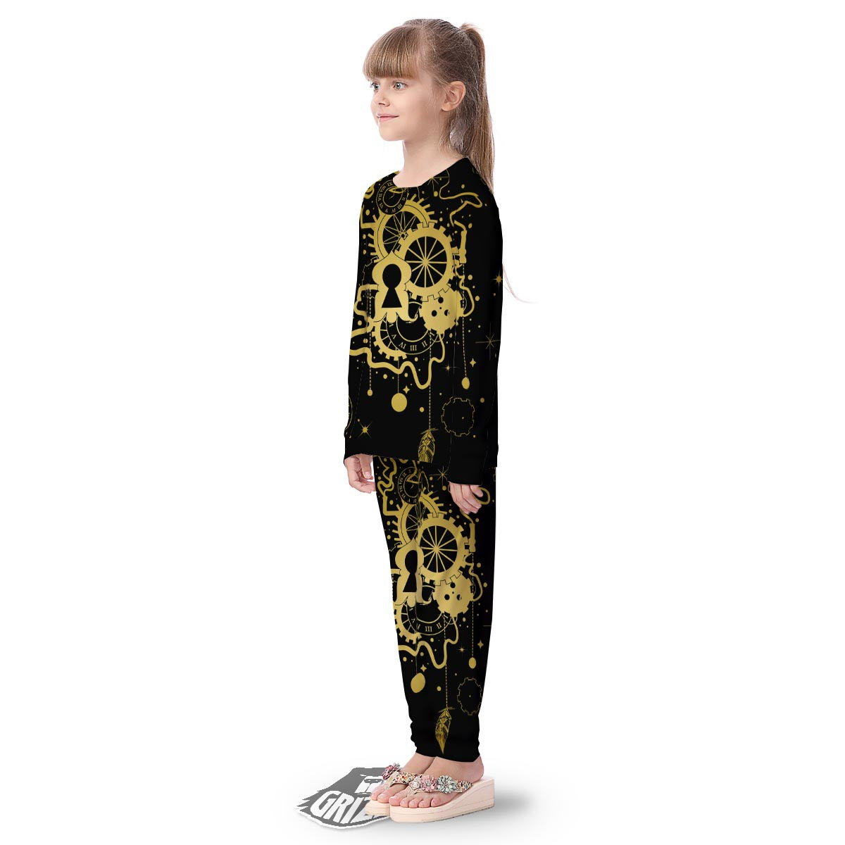 Steampunk Gears Metal Print Kid's Pajamas-grizzshop