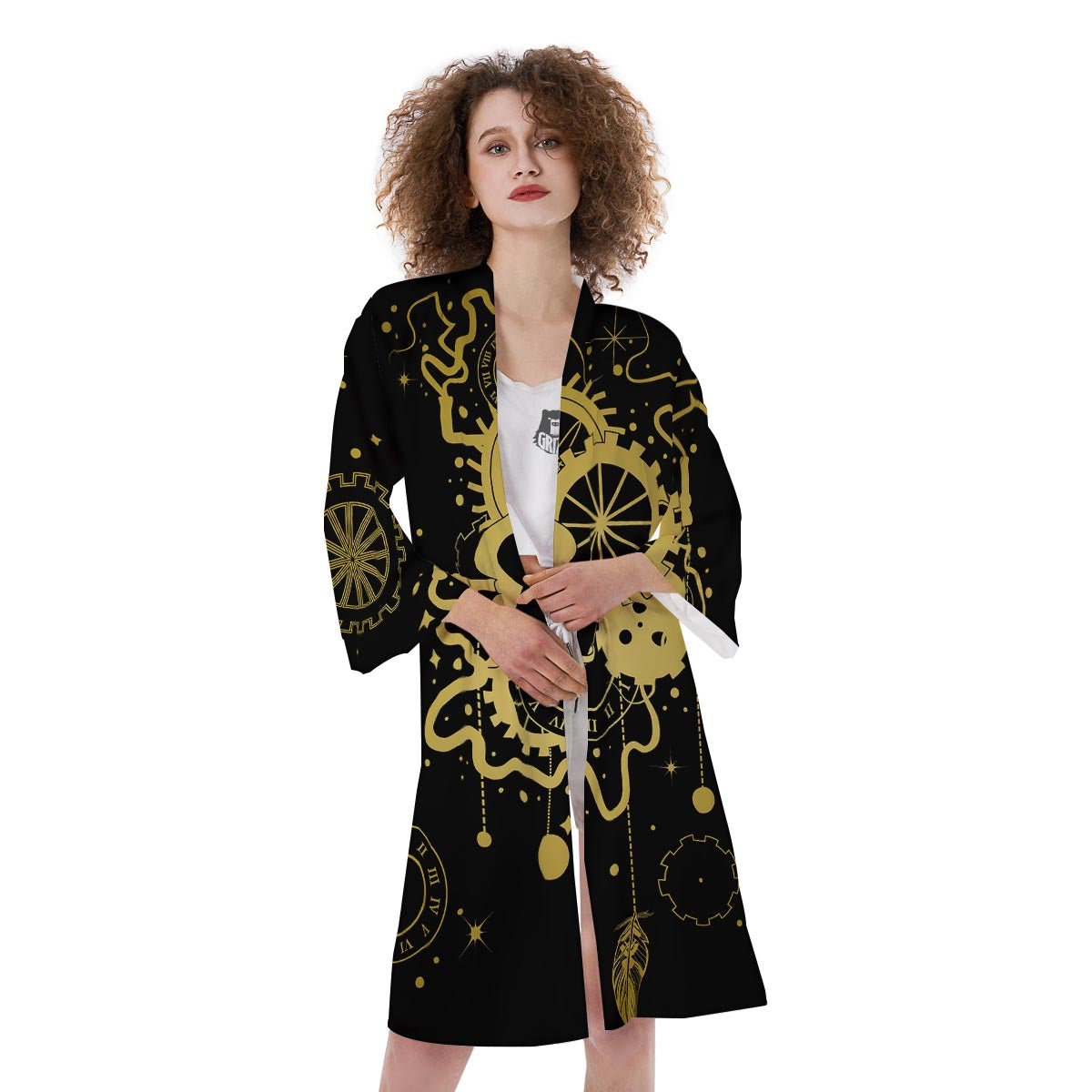 Steampunk Gears Metal Print Kimono-grizzshop
