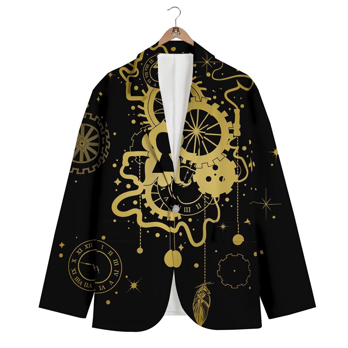 Steampunk Gears Metal Print Men's Blazer-grizzshop