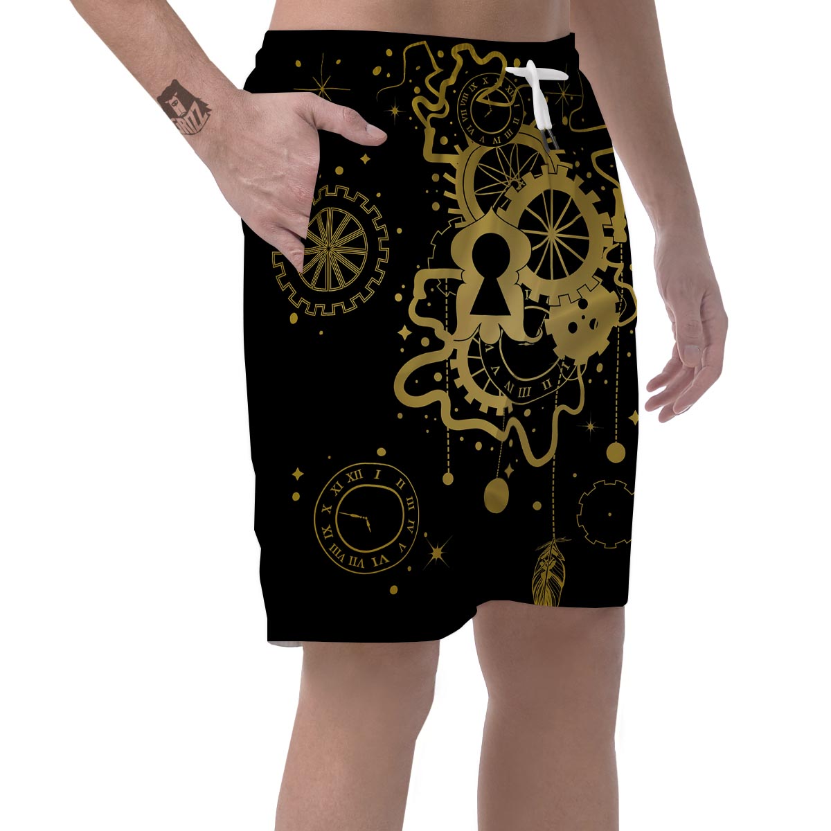 Steampunk Gears Metal Print Men's Shorts-grizzshop