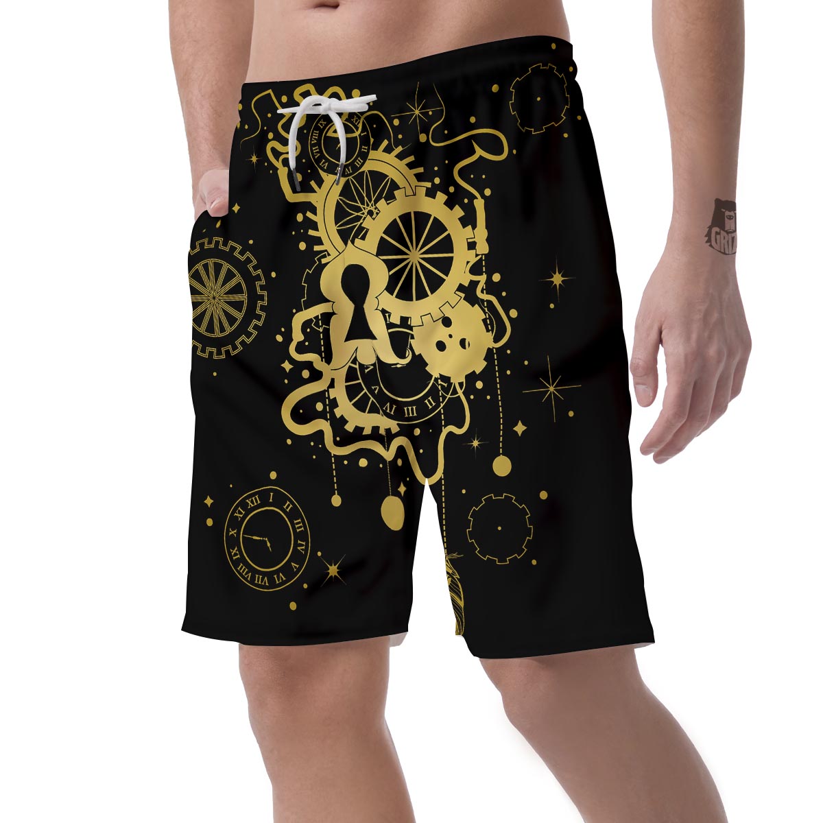 Steampunk Gears Metal Print Men's Shorts-grizzshop