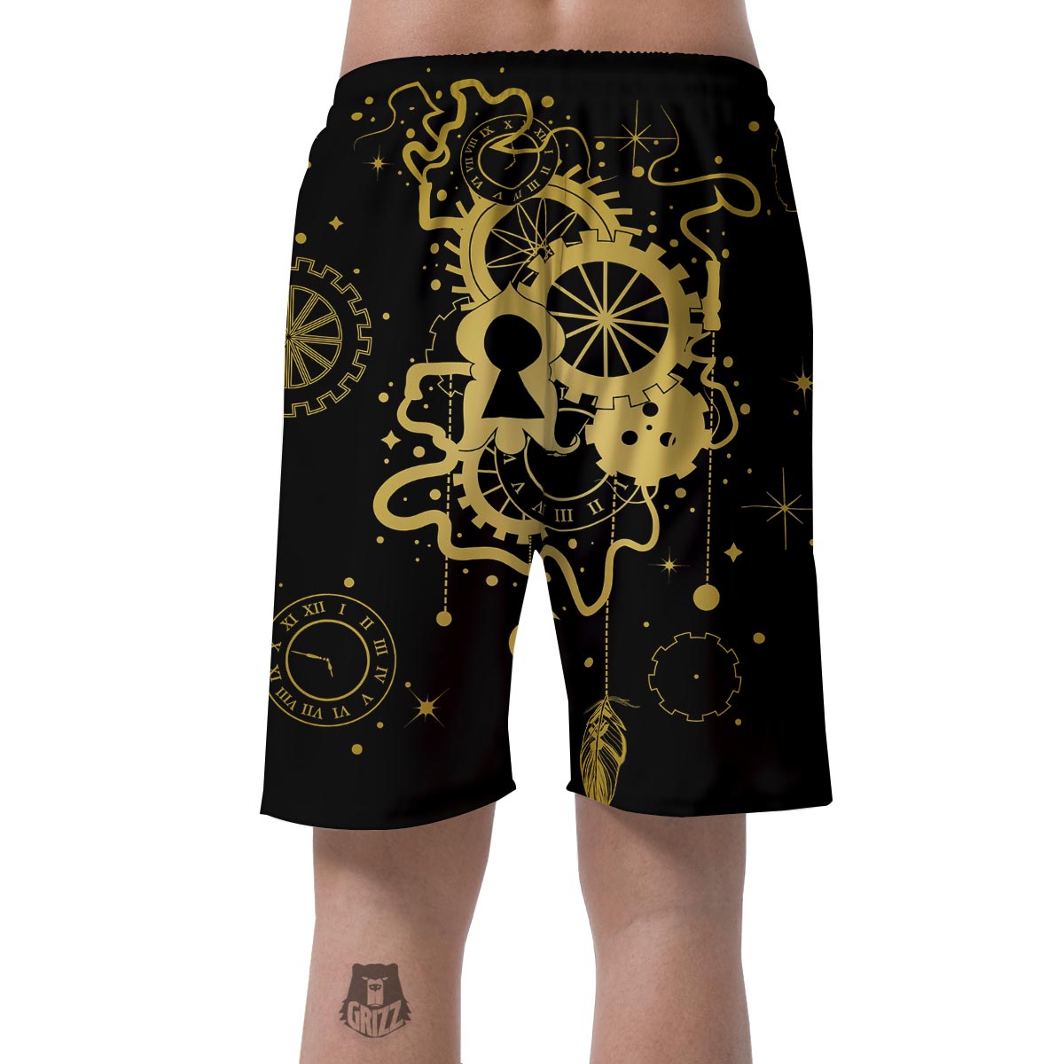Steampunk Gears Metal Print Men's Shorts-grizzshop