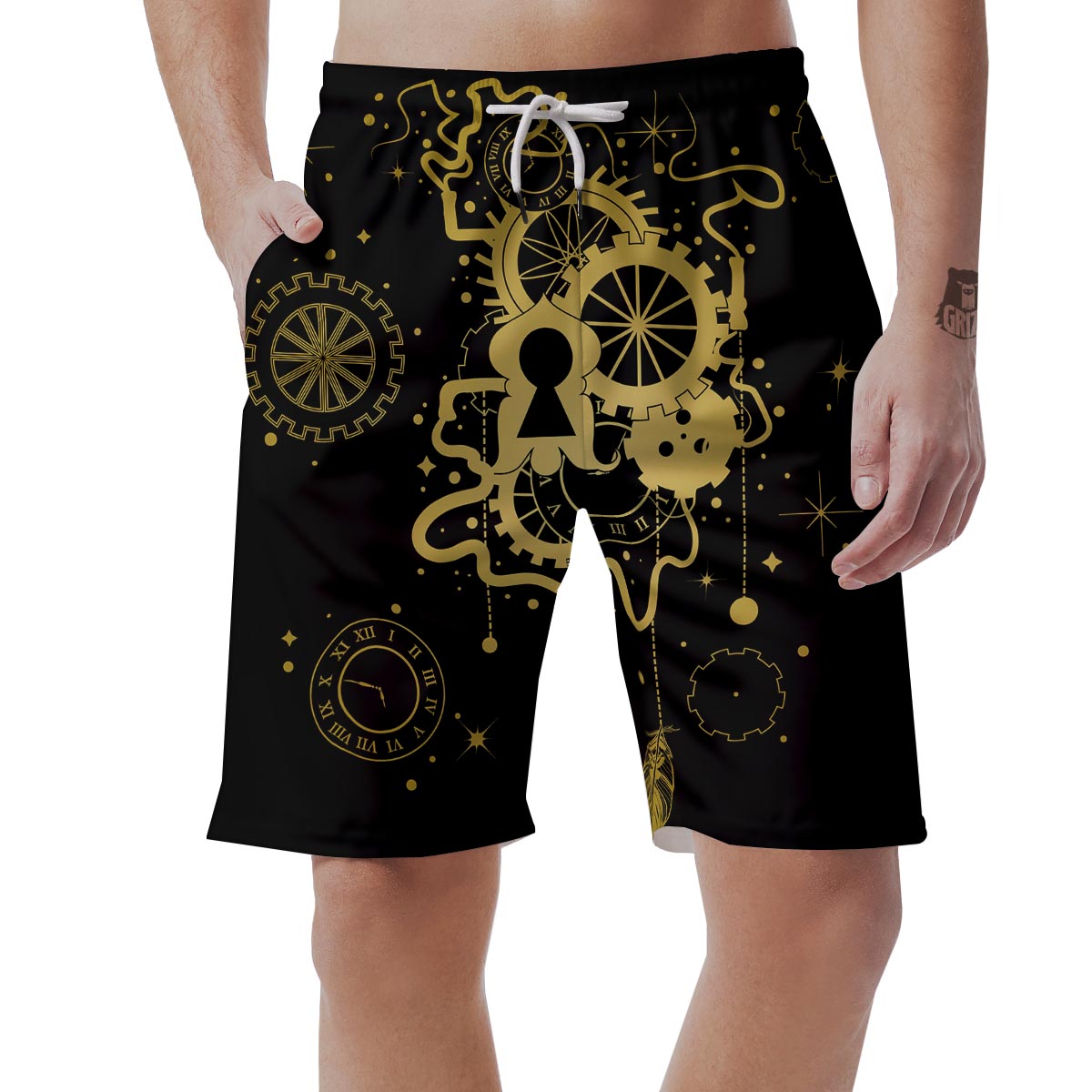 Steampunk Gears Metal Print Men's Shorts-grizzshop