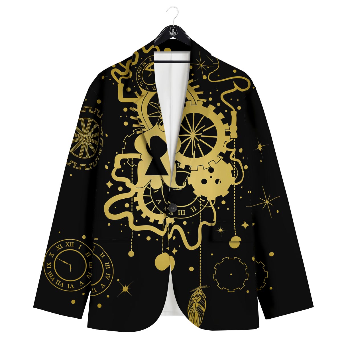 Steampunk Gears Metal Print Men's Sport Coat-grizzshop