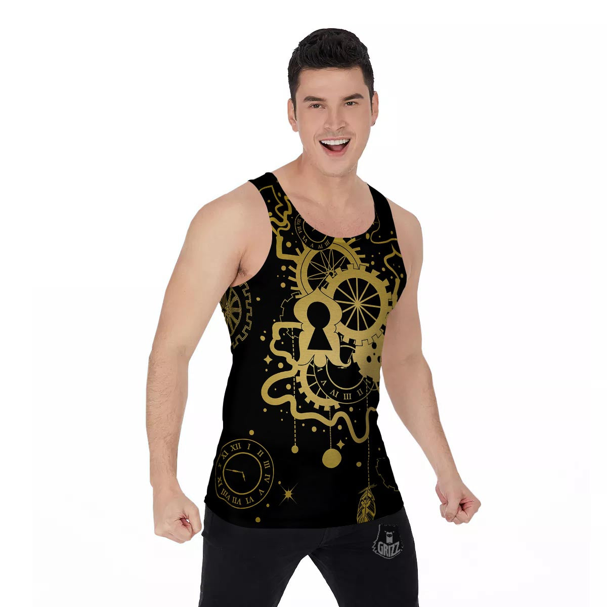 Steampunk Gears Metal Print Men's Tank Top-grizzshop