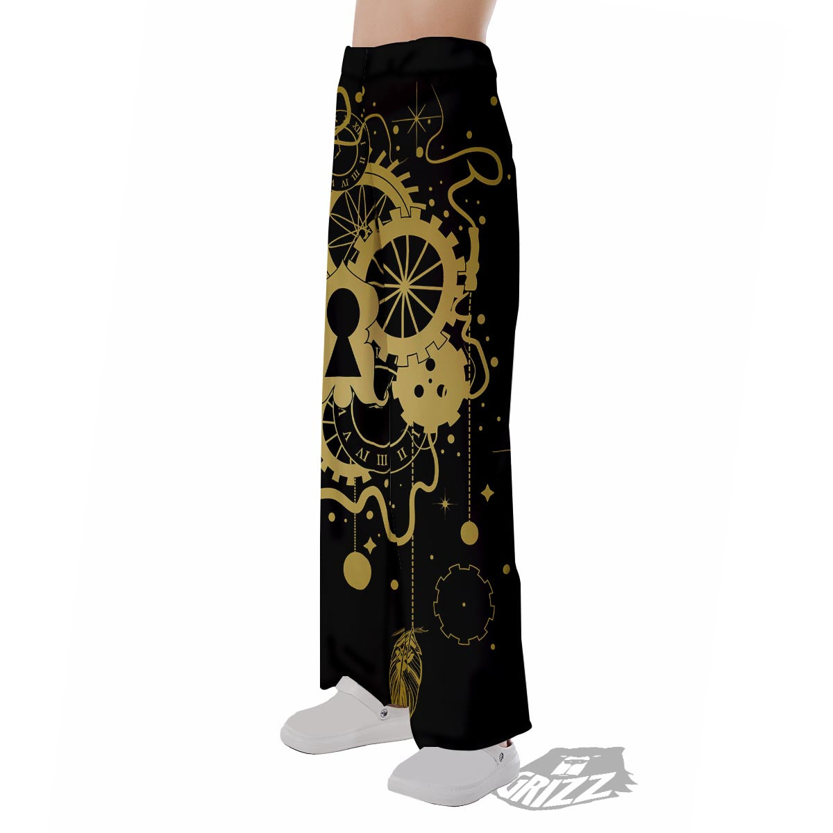 Steampunk Gears Metal Print Pajama Pants-grizzshop
