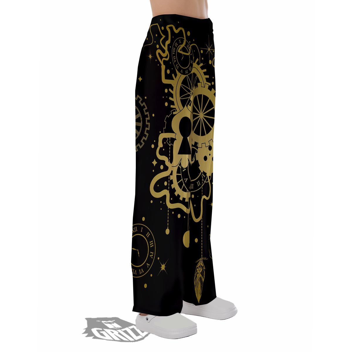 Steampunk Gears Metal Print Pajama Pants-grizzshop