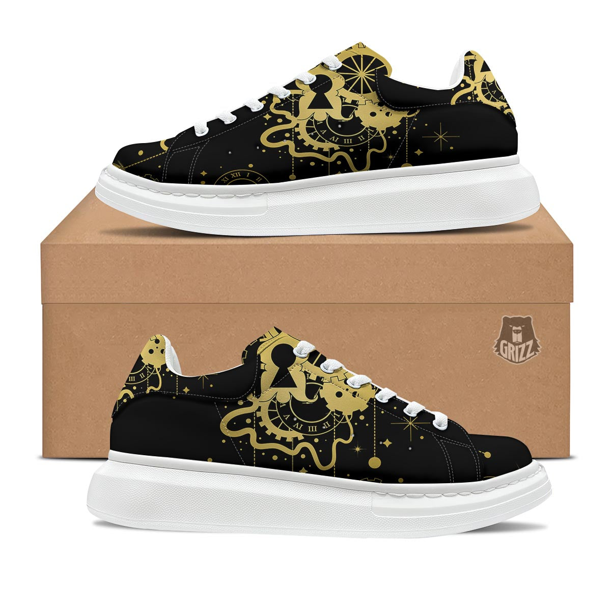 Steampunk Gears Metal Print Platform Shoes-grizzshop