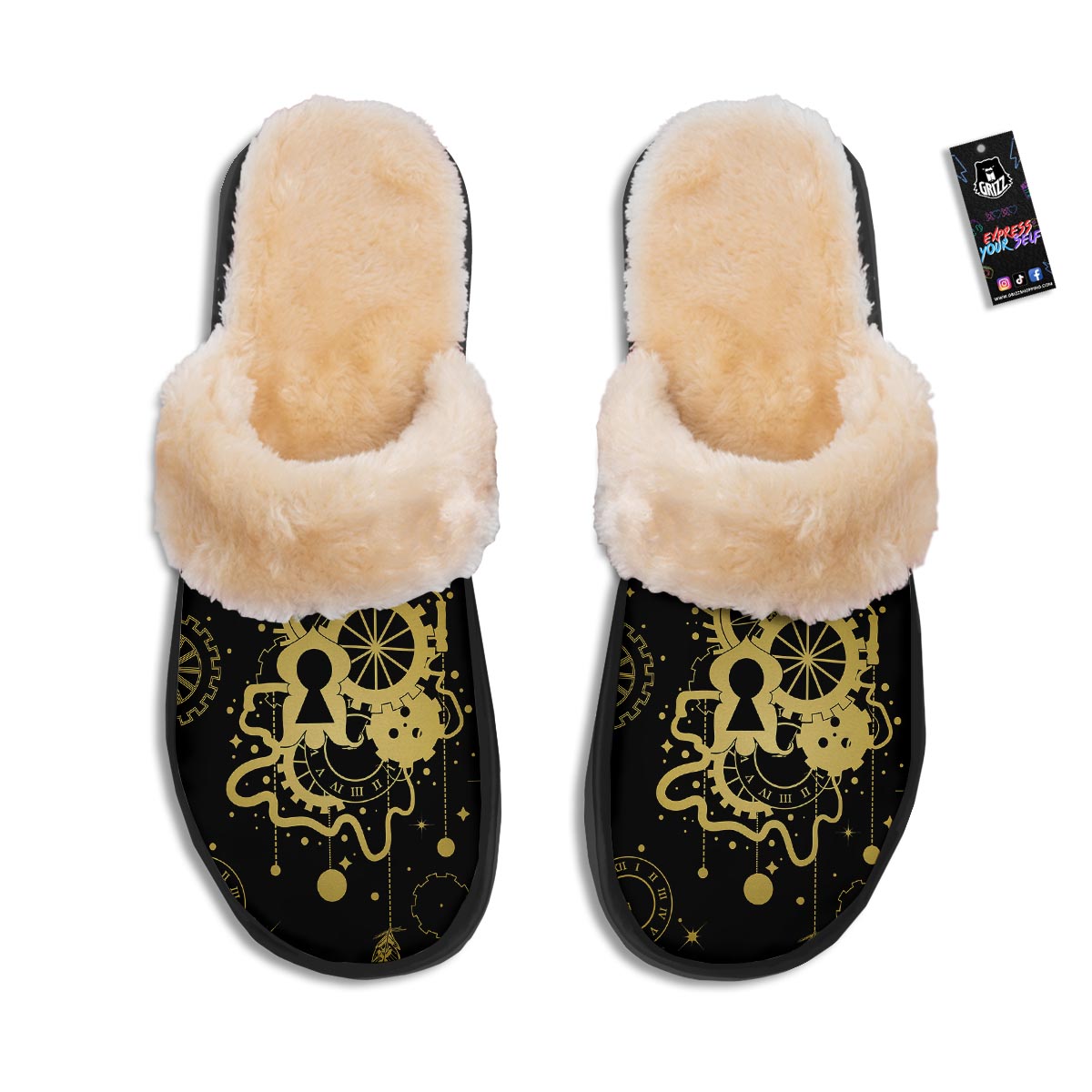 Steampunk Gears Metal Print Slippers-grizzshop