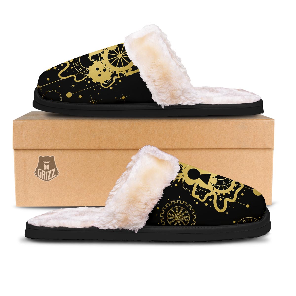 Steampunk Gears Metal Print Slippers-grizzshop