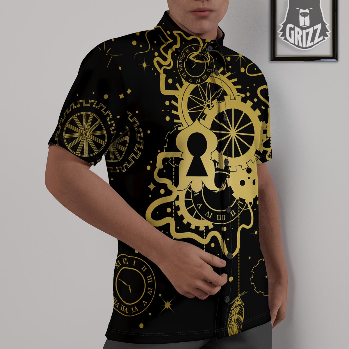 Steampunk Gears Metal Print Untucked Shirts-grizzshop