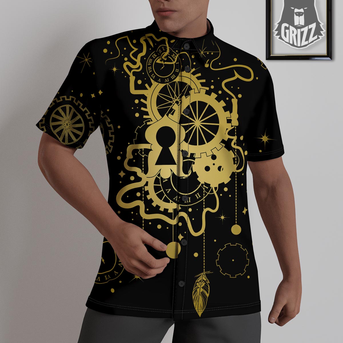 Steampunk Gears Metal Print Untucked Shirts-grizzshop