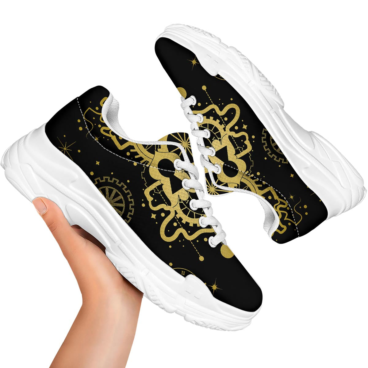 Steampunk Gears Metal Print White Chunky Shoes-grizzshop