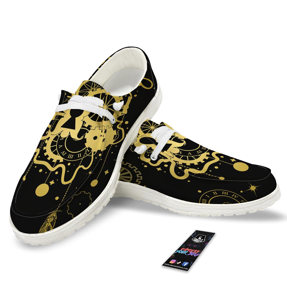 Steampunk Gears Metal Print White Loafers-grizzshop