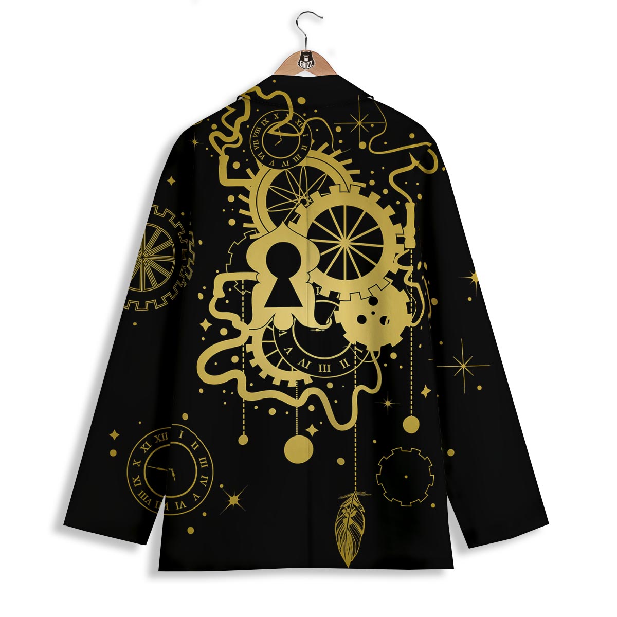 Steampunk Gears Metal Print Women's Blazer-grizzshop
