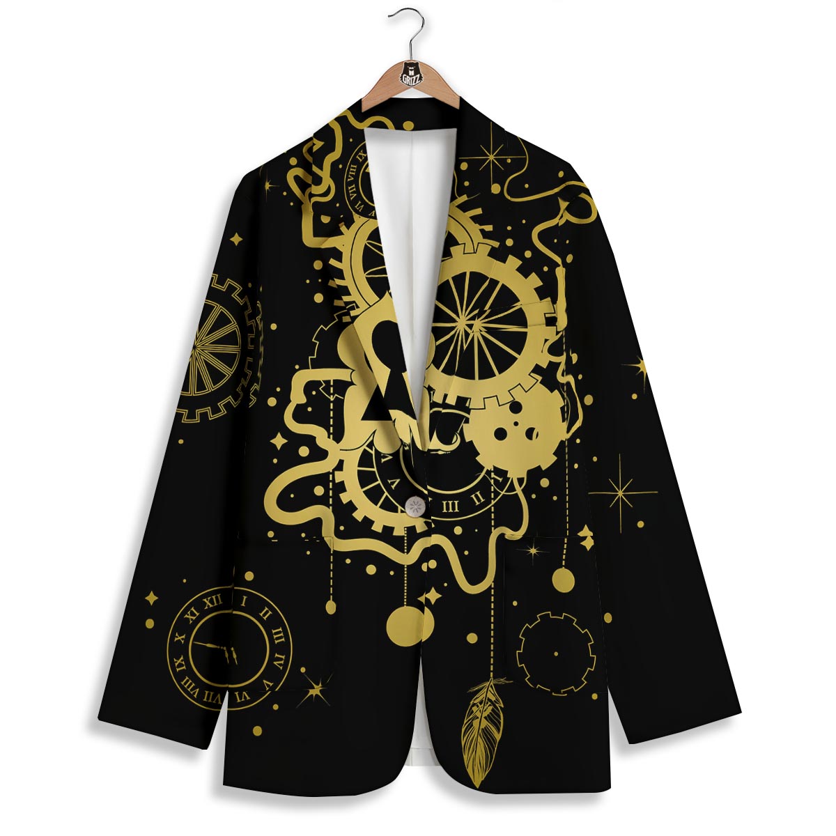 Steampunk Gears Metal Print Women's Blazer-grizzshop
