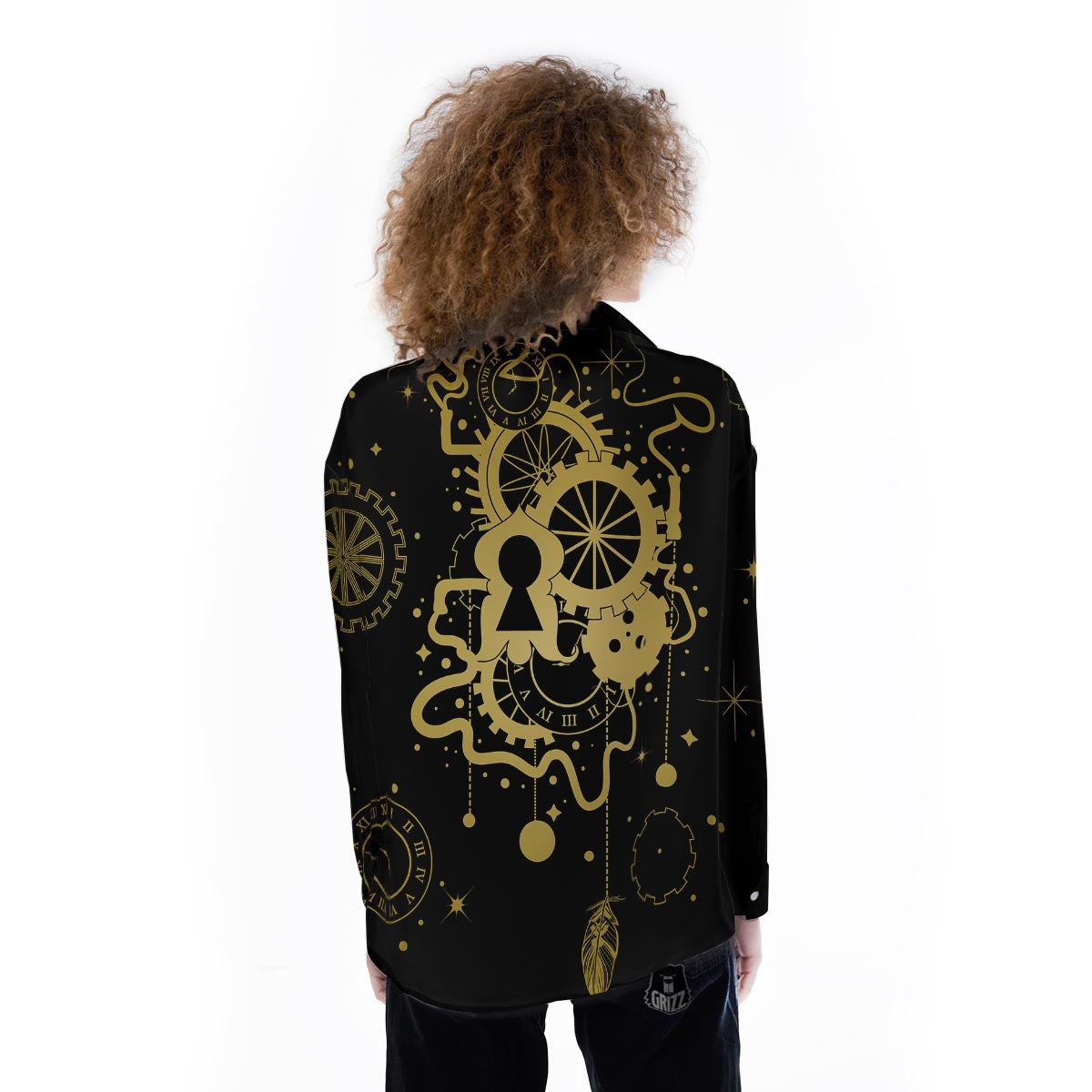 Steampunk Gears Metal Print Women's Long Sleeve Shirts-grizzshop