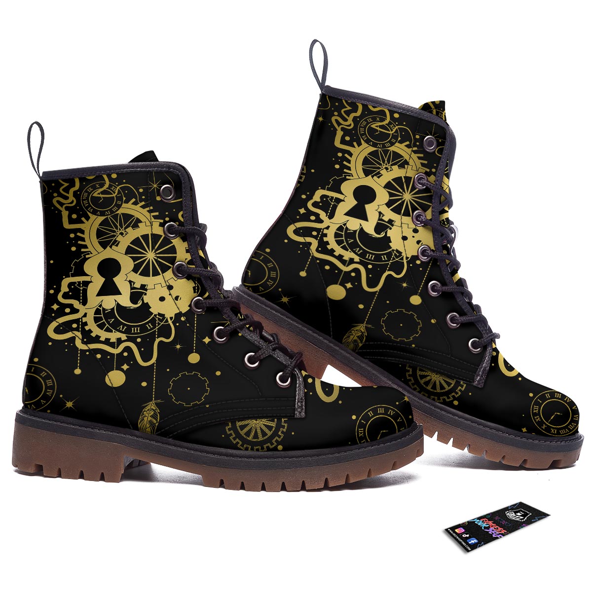 Steampunk Gears Metal Print Work Boots-grizzshop
