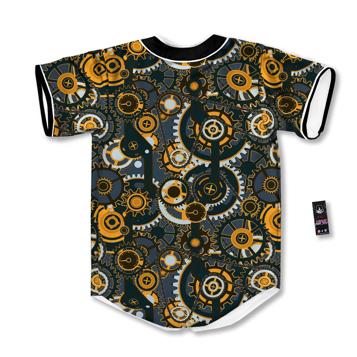 Steampunk Gears Print Pattern Baseball Jersey-grizzshop