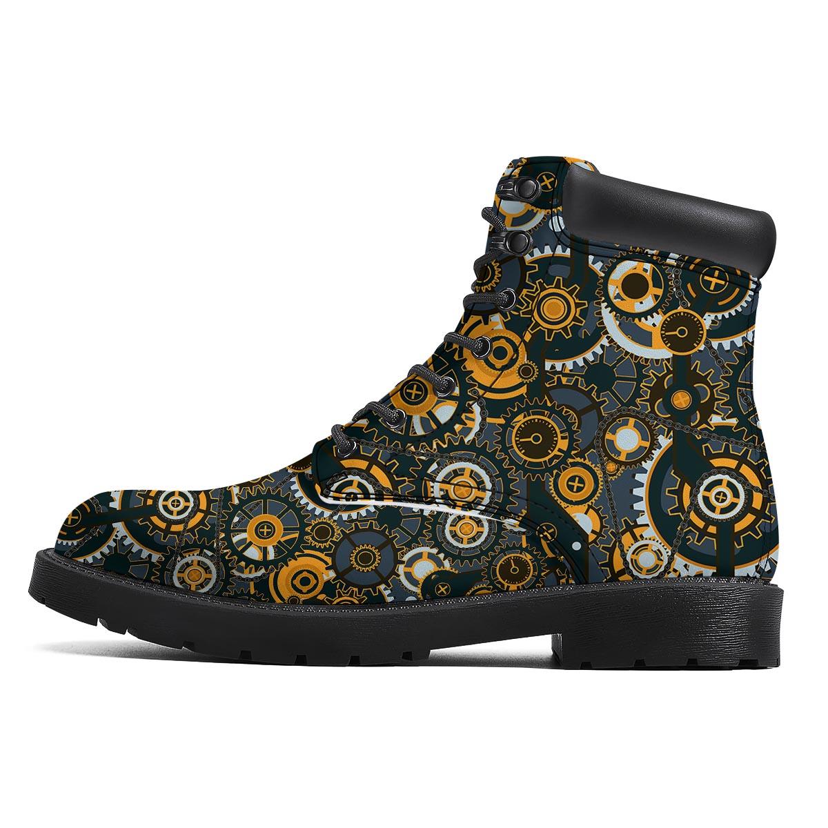 Steampunk Gears Print Pattern Boots-grizzshop