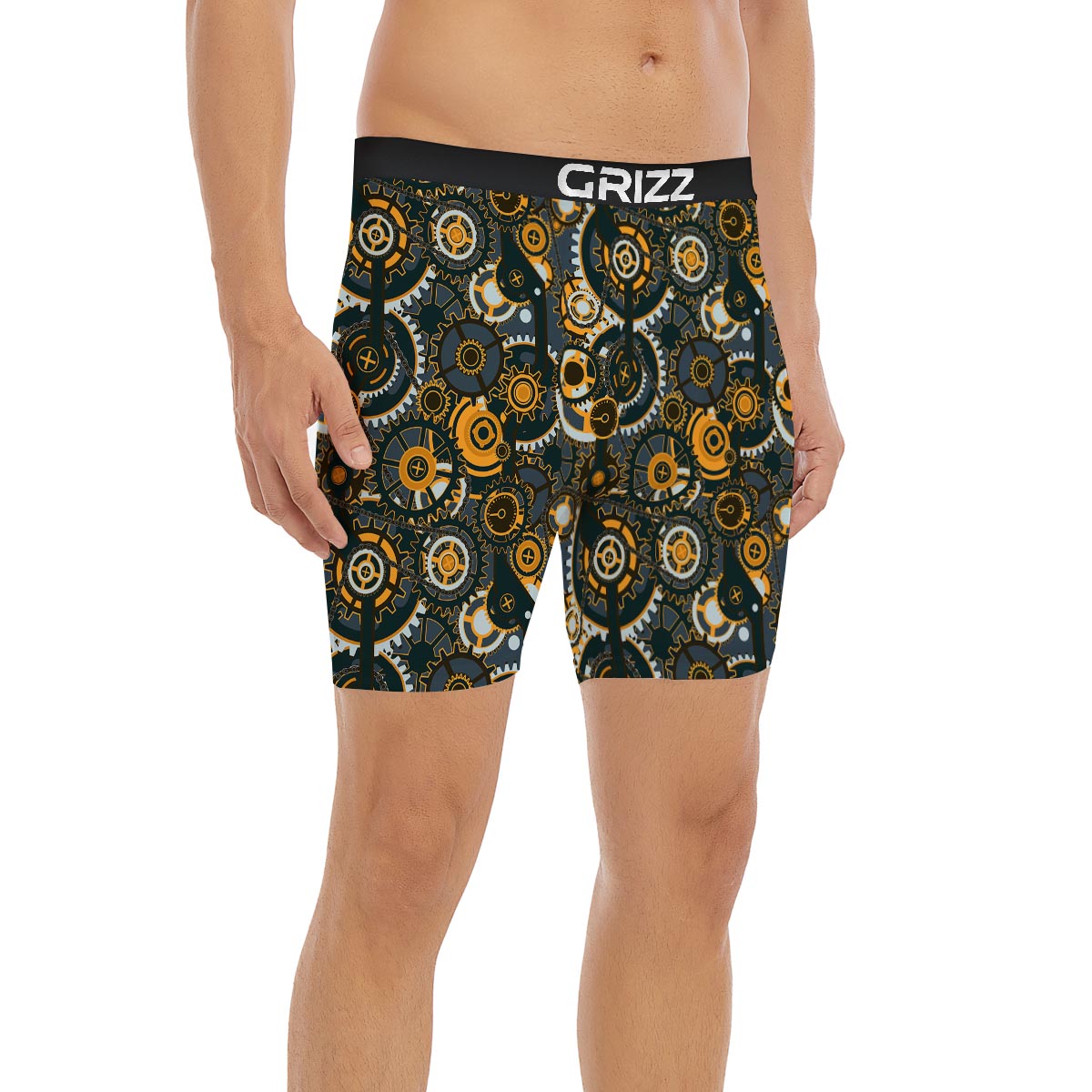 Steampunk Gears Print Pattern Boxer Briefs-grizzshop