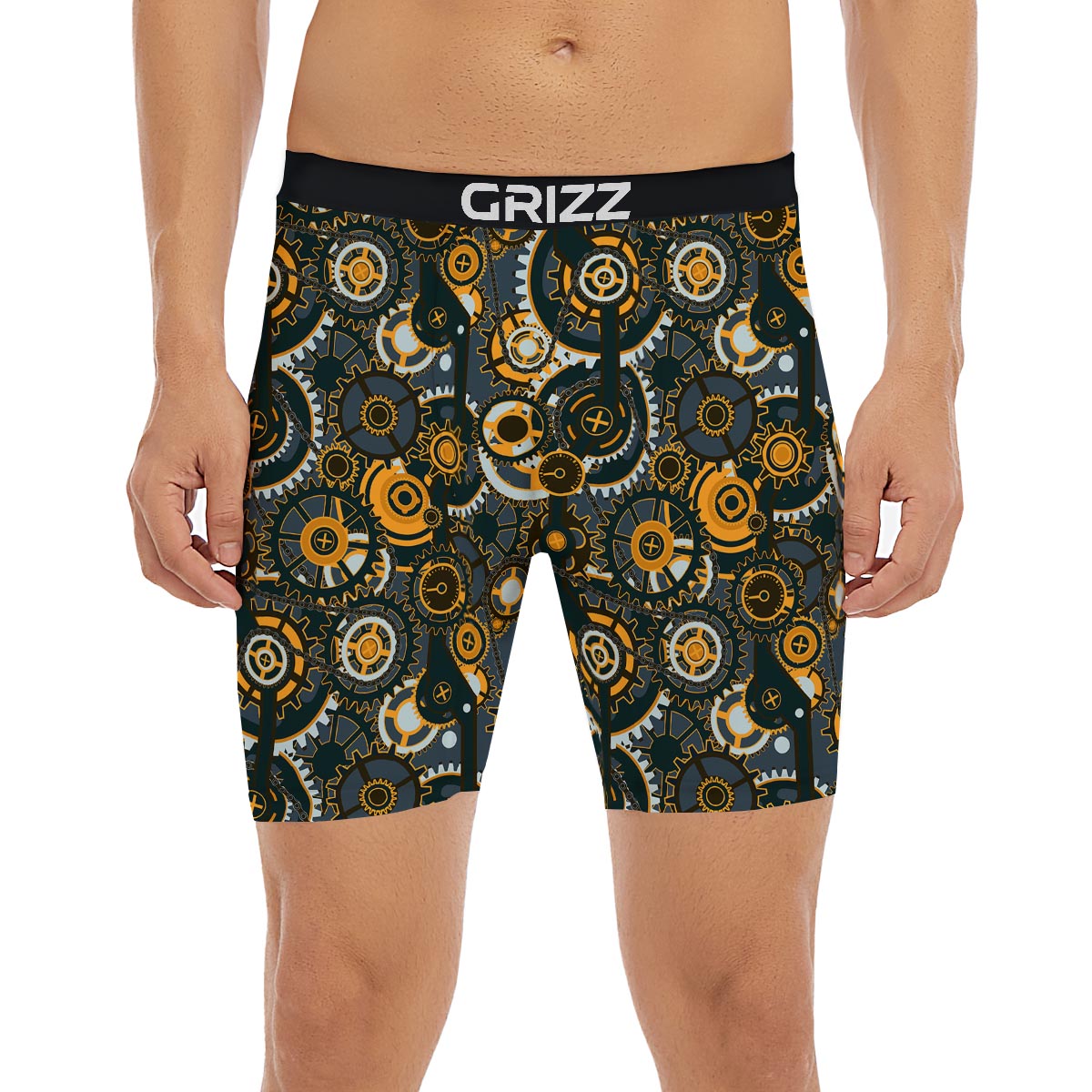Steampunk Gears Print Pattern Boxer Briefs-grizzshop