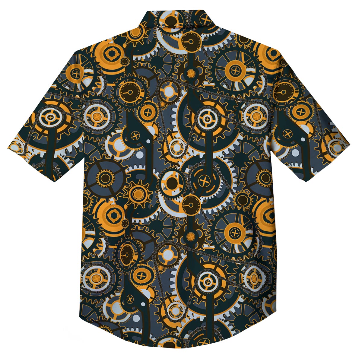 Steampunk Gears Print Pattern Button Up Shirt-grizzshop