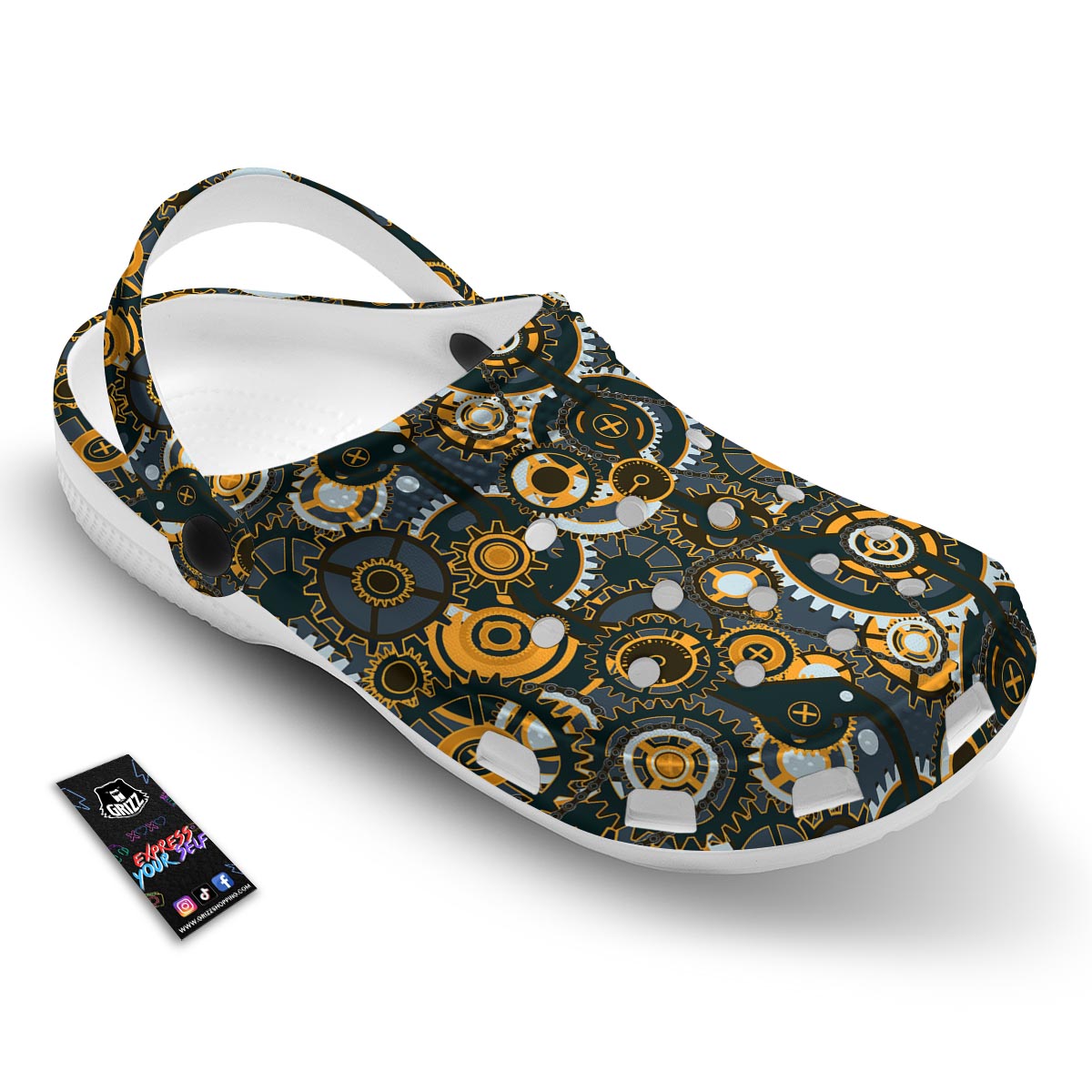 Steampunk Gears Print Pattern Clog-grizzshop