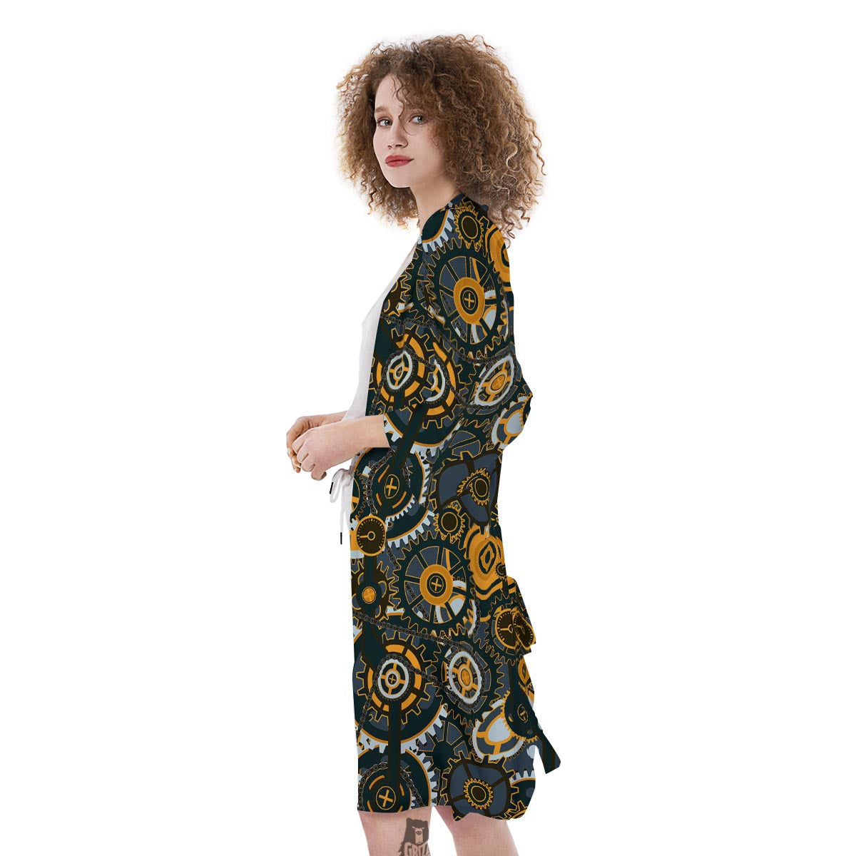 Steampunk Gears Print Pattern Kimono-grizzshop