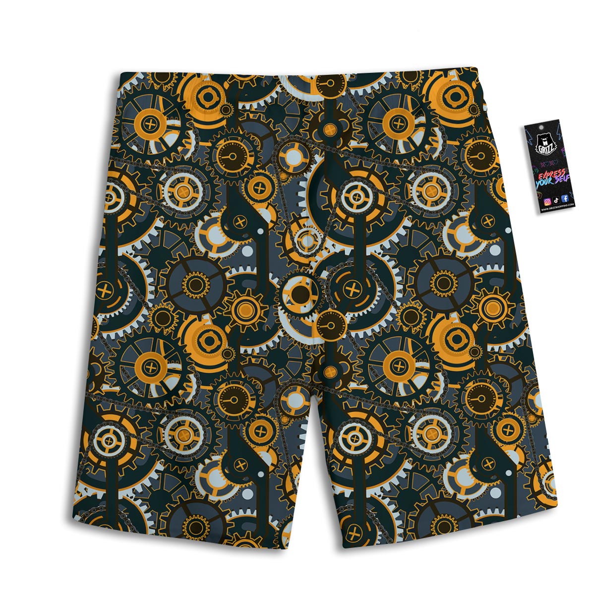 Steampunk Gears Print Pattern Men's Athletic Shorts