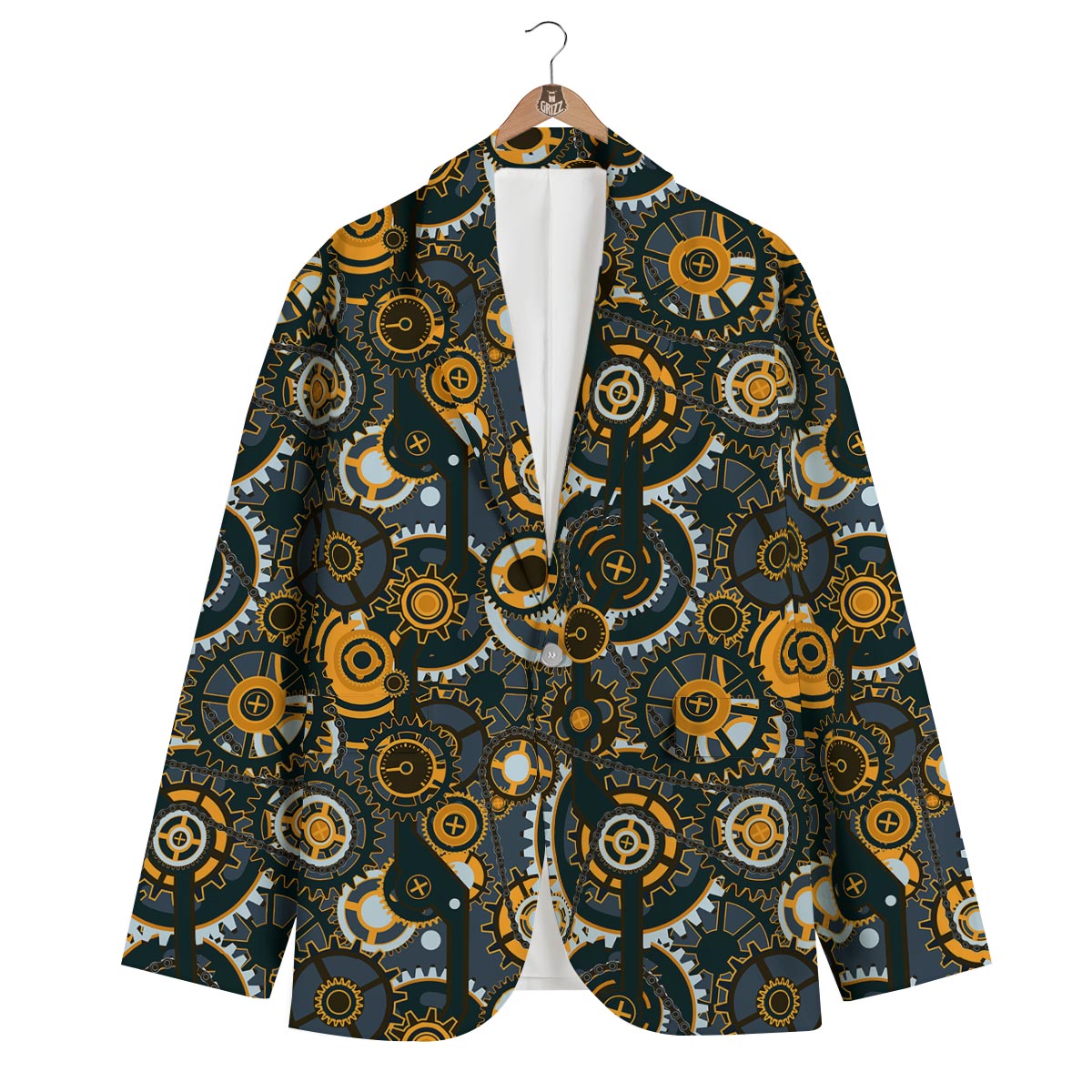 Steampunk Gears Print Pattern Men's Blazer-grizzshop