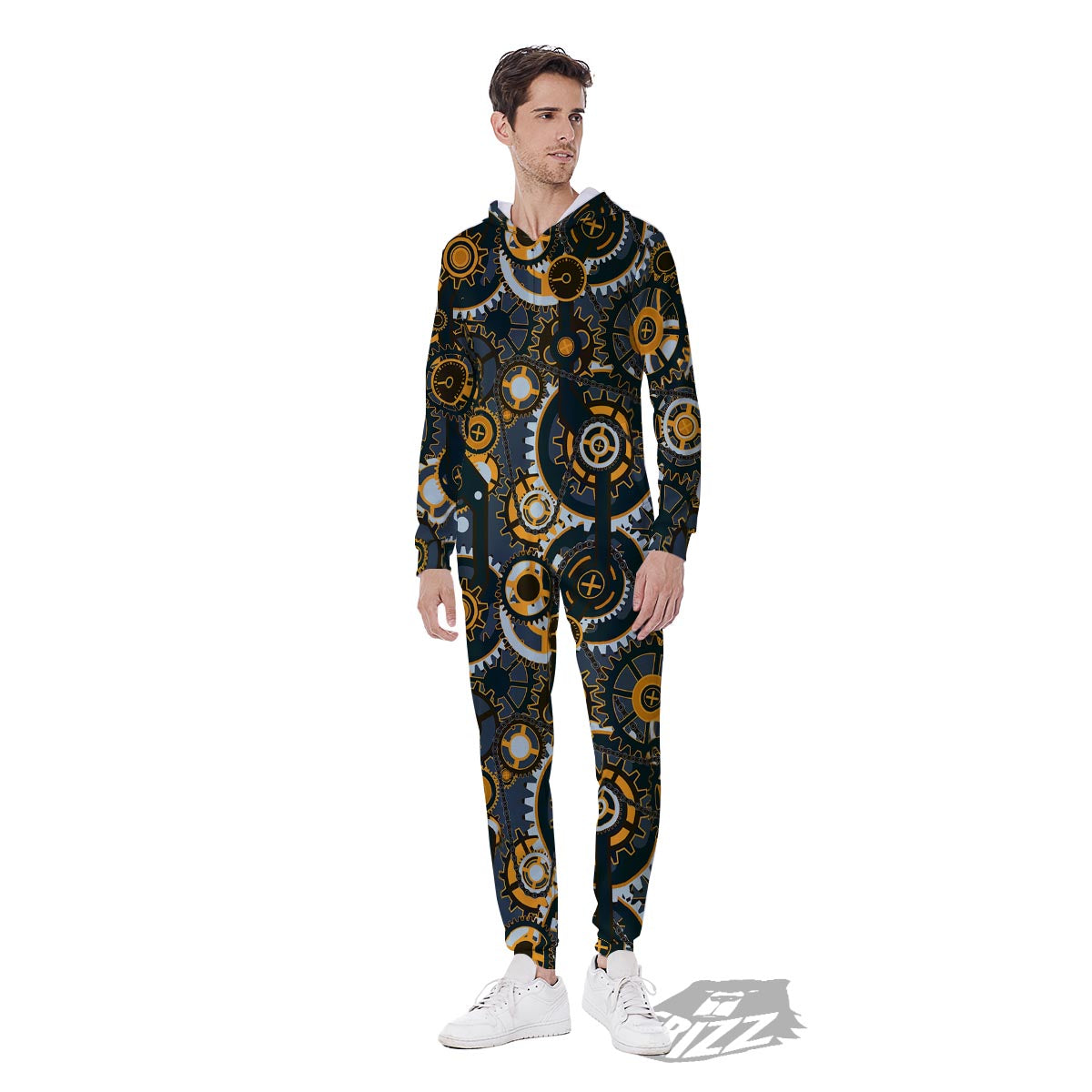 Steampunk Gears Print Pattern Men's Jumpsuit-grizzshop