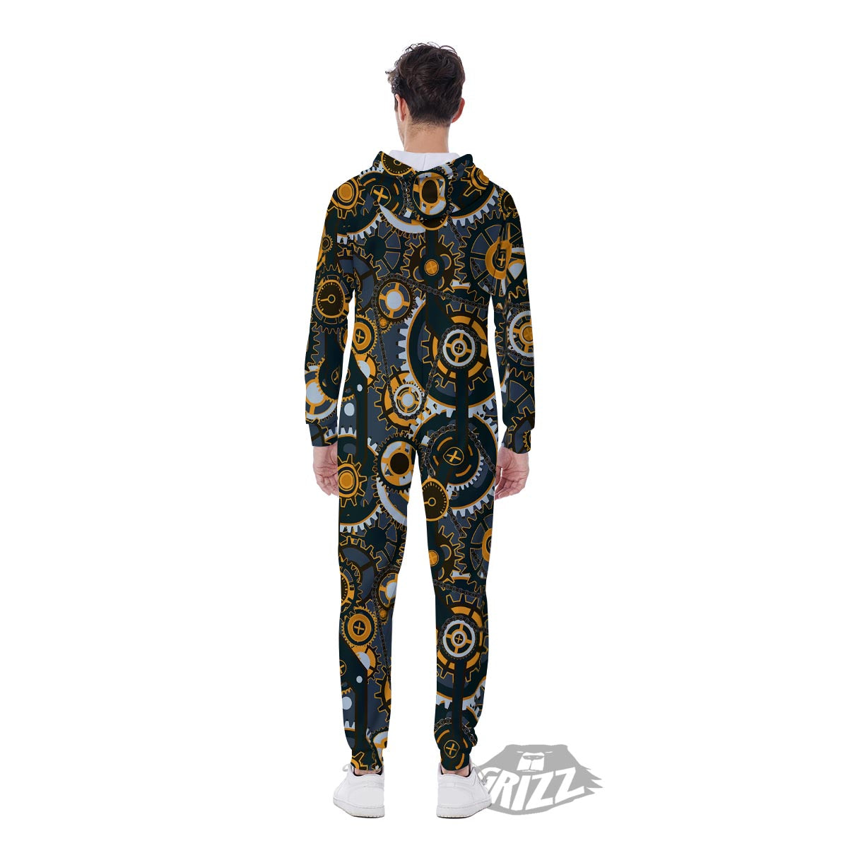Steampunk Gears Print Pattern Men's Jumpsuit-grizzshop